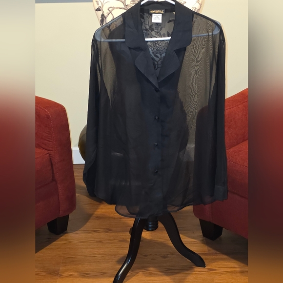 body & soul Tops - Elegant Black Sheer Women's Blouse